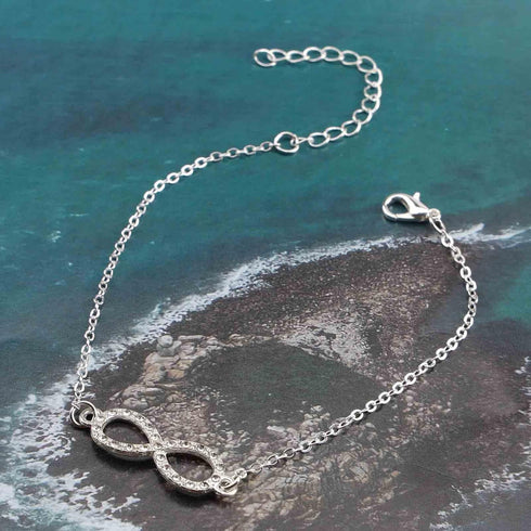 Boho Infinity Ankle Bracelet Crystal 8 Shape Anklet Bracelet Minimal Silver Rhinestone Anklets Personlized Foot Chain Jewelry for Women and Girls...