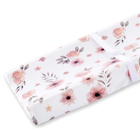 Tyke Bliss Pink Changing Pad Cover for Girls – Stretchy Floral Changing Pad Covers Made with 100% Combed Cotton Jersey Knit, Super Soft, Diaper Ch...
