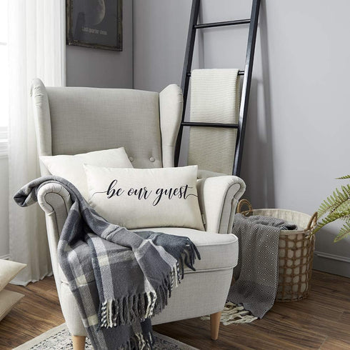 Meekio Farmhouse Pillow Covers with Be Our Guest Quote 12" x 20" Farmhouse Rustic Décor Lumbar Pillow Covers with Saying Guest Room Décor...