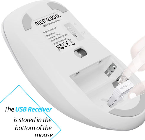 memzuoix 2.4G Wireless Mouse, 1200 DPI Computer Wireless Mouse with USB Receiver, Portable Wireless USB Mouse Battery Powered Cordless Mouse for L...