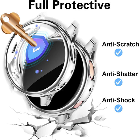 GEAK 3 Pack Full Cover Screen Protector Case for Samsung Galaxy Watch Active 2 40mm Silver/Gray/Rosegold...