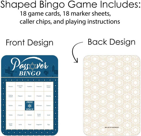 Big Dot of Happiness Happy Passover - Bingo Cards and Markers - Pesach Jewish Holiday Party Bingo Game - Set of 18...