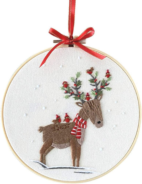 Embroidery Kit Christmas Deer Ornaments Awesocrafts Full Range of Embroidery Starter Kits for Beginners Adults Kids DIY Handmade Easy Patterns (De...