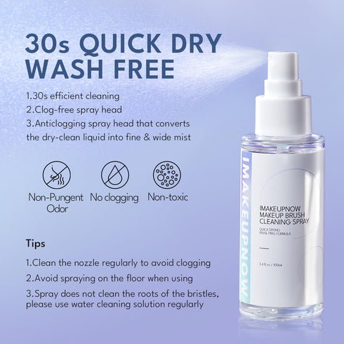 Makeup Brush Cleaner, Quick Dry Cleaner Spray and Rinse Solution Dual Purpose With Make Up Brush Cleaner Mat Color Removal Sponges Brush Protectio...