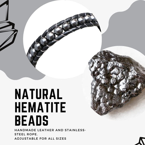 Hematite Therapy Bracelet Men and Women Natural Pain Relief and Healing Stones Beaded Hematite Bracelet, One Size, Stone Hematite...
