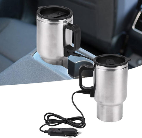 Electric Tea Kettle, Car Electric Kettle, 12V 450ml Stainless Steel Electric In-car Travel Heating Cup, Auto Shut Off Travel Kettle Car Water Heat...