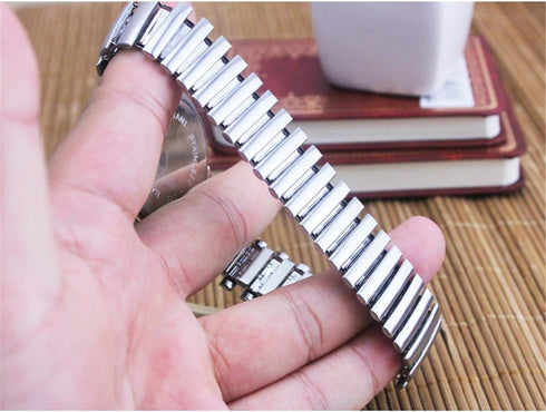Classic Men’s Easy Reader Big Dial Number Sliver Stainless Steel Expansion Strap Bracelet Elastic Wristwatches (Dial 40 Black)...