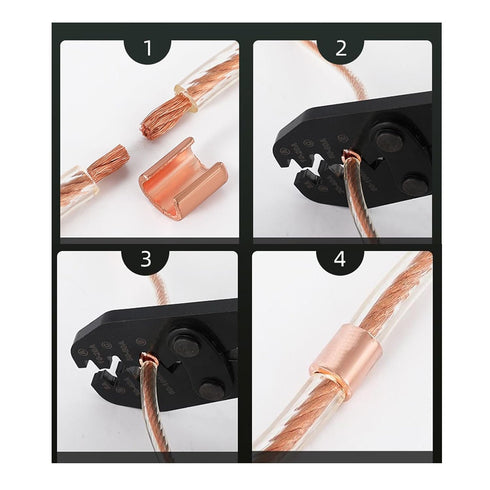 10Pcs U Shaped Thick Copper Crimping Terminal Connector Kit, Copper Crimping Sleeve, Non Insulated Copper Wire and Wire Connection Terminals, Suit...
