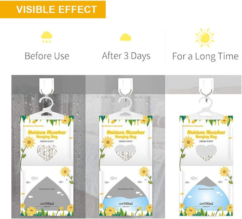 CANAGER Hanging Moisture Absorber, Fresh Scent Moistureproof Desiccant Hanging Bag?Dehumidifier Bag (8 packs) Hanging Closet Dehumidifier Bags, Mo...
