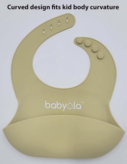 Silicone Baby Bibs with Spill Catcher, Set of 2, Adjustable Waterproof & BPA Free, For Boys And Girls, Babies & Toddlers, Pastel Orange & Yellow...