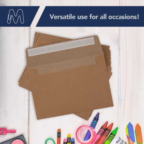 MOS A1 Invitation Envelopes – 3-5/8" x 5-1/8" Kraft Mailing Envelopes Self Seal (100 Count) – 120GSM/ 32LB Bond Heavy Duty – Gift Card Envelopes, ...