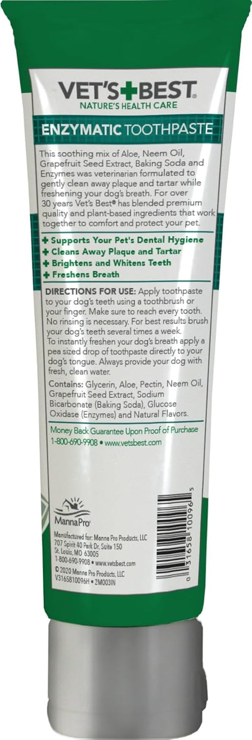 Vet’s Best Enzymatic Dog Toothpaste | Teeth Cleaning and Fresh Breath Dental Care Gel | Vet Formulated | 3.5 Ounces | Grape flavor...