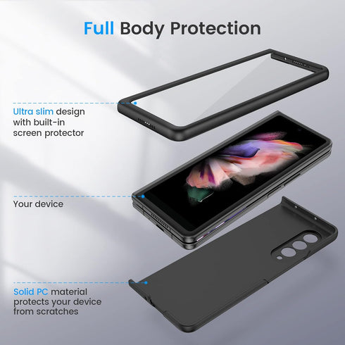 Ruky for Galaxy Z Fold 3 Full Body Case, Built-in Screen Protector, Hard PC Ultra-Thin Anti-Scratches Shockproof Protective Phone Case for Samsung...