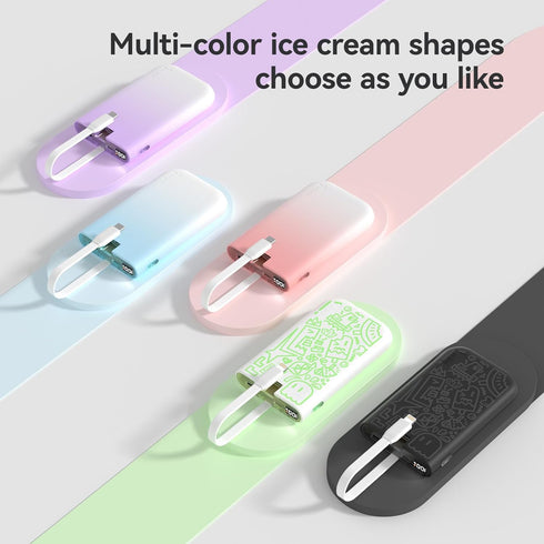 imuto Graffiti Style Portable Charger with Built-in Lightning Cable,22.5W Fast Charging 10000mAh Power Bank LED Display,Travel Essentials,Battery ...