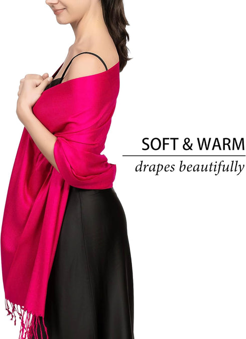Achillea Large Soft Silky Pashmina Shawl Wrap Scarf in Solid Colors...