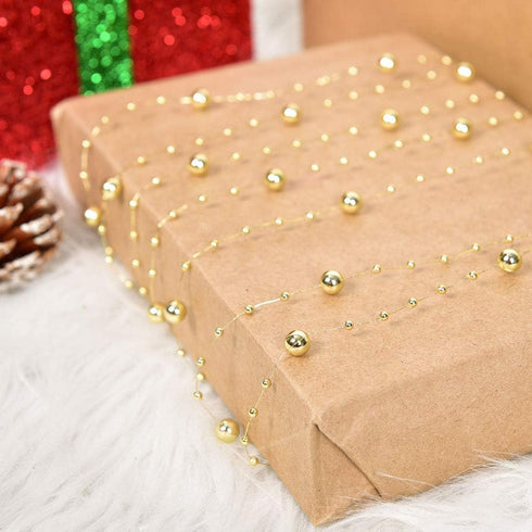 65.6Ft Christmas Tree Beads Garland Clearance, Fishing Line Artificial Pearls Beads String Roll Chain Faux Pearl Beaded Trims for Christmas Tree D...