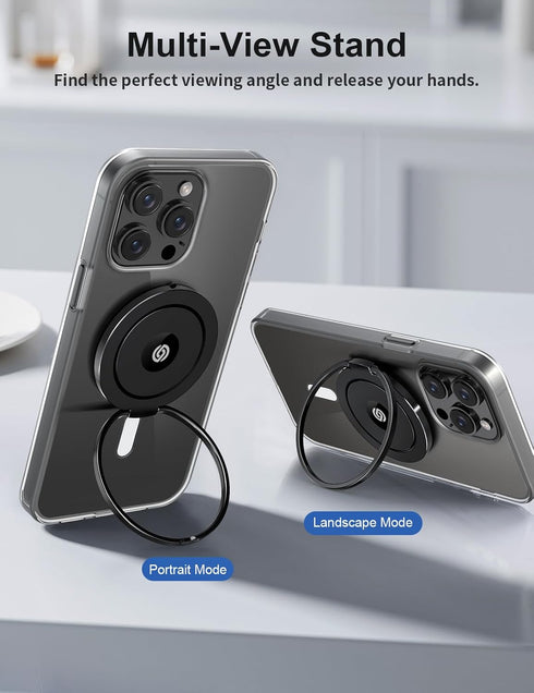 EWA MagOne Ultra (Plate Edition) Phone Grip Stand with Leather Finger Strap, Removable Magnetic Ring Holder Kickstand Loop, Double-Sided Magnetic ...