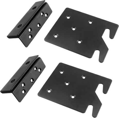 2 Sets Bed Frame Bed Post Double Hook Slot Bracket, Metal 4.2" x 3.4" x 0.08" Heavy Duty Bed Rail Hooks Plates Bed Accessories for Wooden Bed Fram...