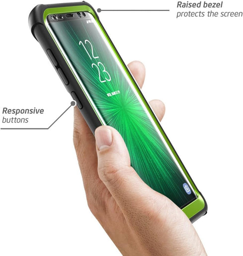 i-Blason Ares Full-Body Rugged Clear Bumper Case with Built-in Screen Protector for Samsung Galaxy S8+ Plus 2017 Release, Black/Green...