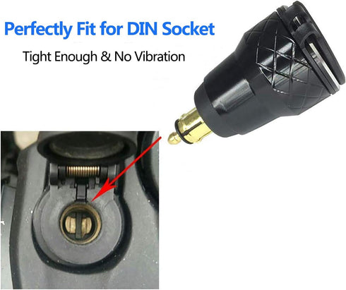 iMESTOU Aluminium DIN Hella USB Plug to Dual USB Charger Adapter with LED Voltmeter Waterproof for 12V/24V BMW Ducati Motorcycles......