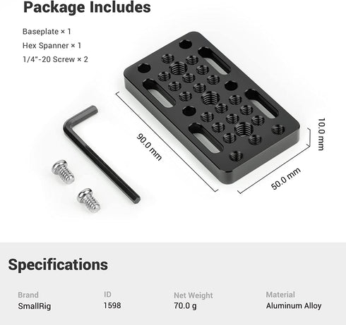 SMALLRIG Switching Plate Camera Easy Plate for Railblocks, Dovetails and Short Rods - Longer Version - 1598...