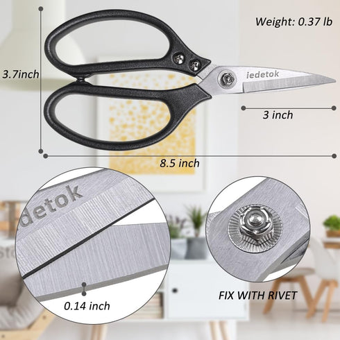 Stainless Steel Scissors Heavy Duty, Stainless Steel Scissors with Comfort Grip, All-Purpose Stainless Steel Scissors for Carpet, Cardboard, Leath...