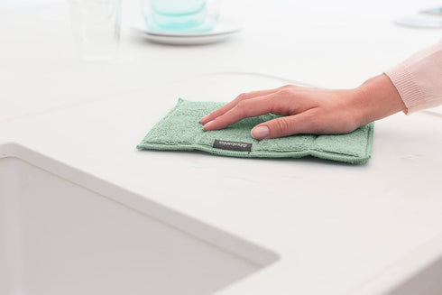 Brabantia x3 Microfiber Cleaning Pads (Dark Gray, Light Gray, Jade Green) Absorbent Spongy Hygenic Pads for Kitchen Washing, Drying, Counters, Mir...