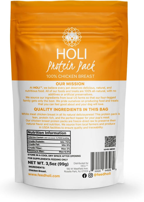 HOLI Freeze Dried Chicken Dog Food Topper - Single Ingredient, Human-Grade Lean Chicken Breast - Dog Food Flavor Enhancer for Picky Dogs – 100% Al...