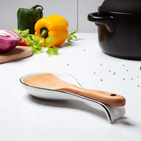 NJCharms Ceramic Spoon Rest for Stove Top, Porcelain Spoon Holder, Large Utensil Rest for Kitchen Counter, Spoon Rest for Spoon, Ladle, Spatula, M...