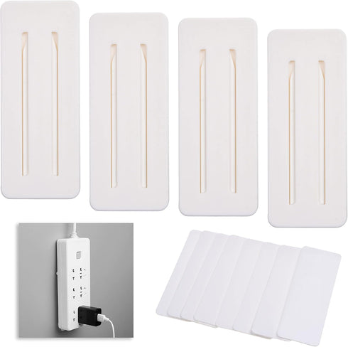Self Adhesive Power Strip Holder 4 Pack - No Drill Extension Block Wall Mount Fixator - Easy to Install Sliding Design - for Home, Kitchen, Office...