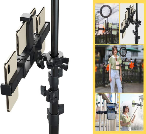 Multiple Phone Bracket Set for YouTube Video or Live Streaming. Compatible with Mounting Smartphones, Ring Lights and Microphones to Tripods, Mono...