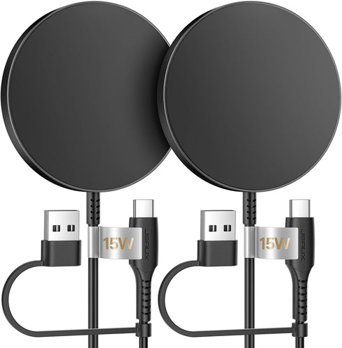 JSAUX 15W MagSafe Magnetic Wireless Charger 2-Pack Fast Charging Compatible with MagSafe Charger iPhone 15 15 Pro/15 Pro Max/iPhone 14 Plus/14 Pro...