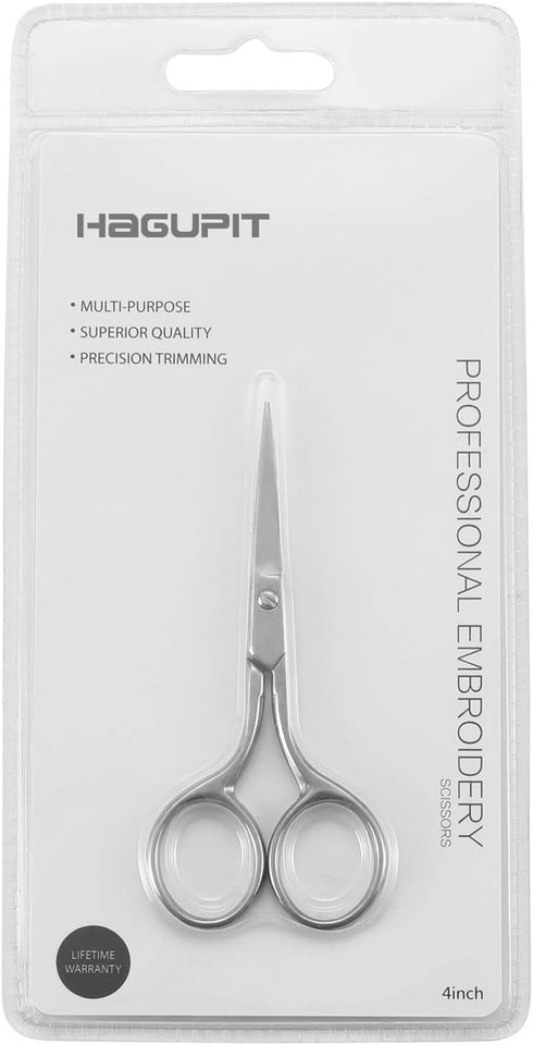 HAGUPIT Small Precision Embroidery Scissors, 4" Forged Stainless Steel Sharp Pointed Tip Detail Shears for DIY Craft Thread Cutting, Needlework Ya...