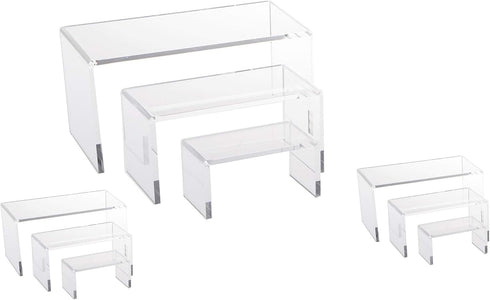 N'ice Packaging® 9 Piece Set - Clear Acrylic Display Risers, Acrylic Clear Riser Set...