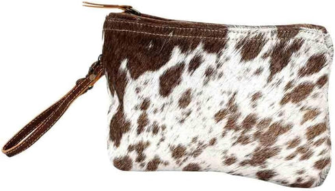 Myra Bag Women's Hair-On Hide Small Pouch Wristlet Brown One Size...
