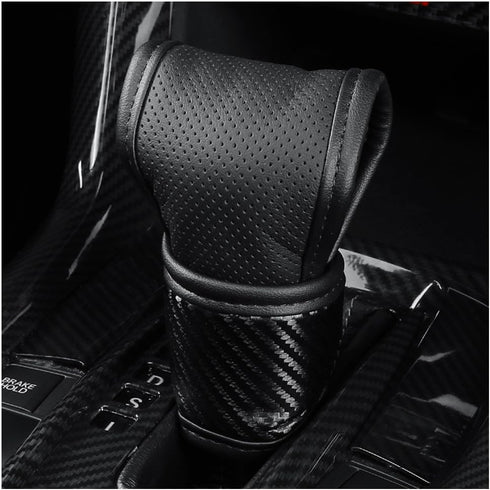 Car Gear Shift Knob Cover,Carbon Fibre Leather Gear Stick Cover for Car Decorations & Protection,Universal Car Interior Accessories Fits Car SUV T...