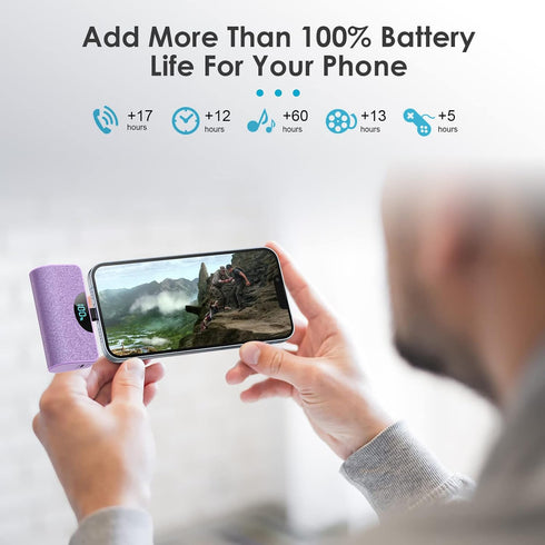 Mini Portable Charger Power Bank for iPhone, 5200mAh External battery Charging Bank, 20W PD Fast Charging Battery Pack Portable Phone Charger for ...