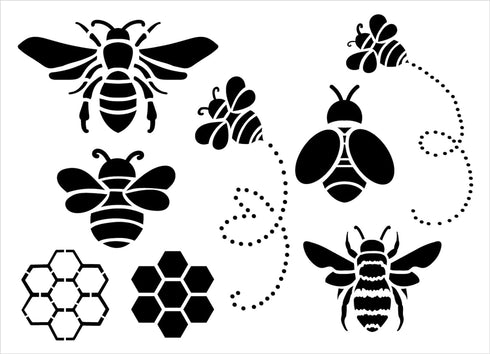 Bee Embellishments Stencil by StudioR12 | Craft DIY Spring Home Decor | Paint Wood Sign | Reusable Mylar Template | Select Size (13.5 inches x 9.7...