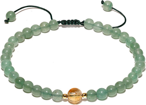 Green Aventurine/Citrine Beaded Anklet Bringing Good Luck and Wealth Handmade Ankle Bracelets for Women Adjustable (8.5-10in)...