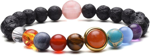 Jovivi Solar System Bracelet Universe Galaxy The Nine Planets Natural Stone Lava Rock Beads Essentional Oil Diffuser Bracelet for Women Men Gifts...