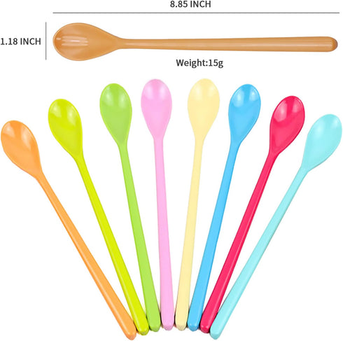 Set of 8 Mixing Spoon Melamine Long Espresso Spoons, Colorful Latte Spoon, Dessert Ice Cream Spoon, Cocktail Stirring Spoons for Coffee Dessert, 8...