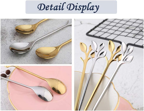 Appetizer Cake Fruit Forks Set of 8,Gold Leaf Cocktail Picks 4.7 Inches Tasting Dessert Forks Kitchen Accessory Wedding Party (8 Forks-Gold)...