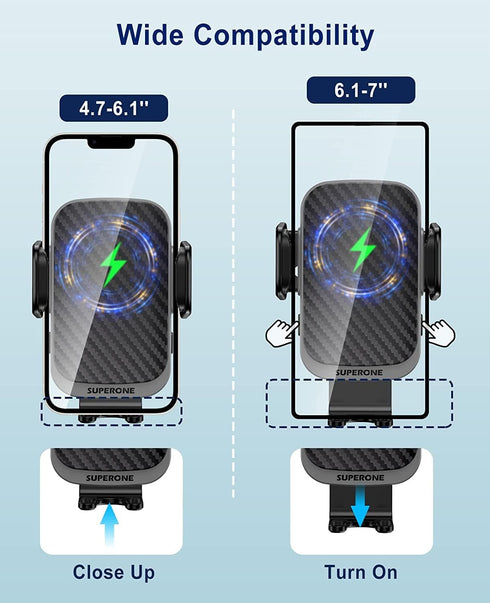 SUPERONE Designed for Tesla Wireless Car Charger Mount Compatible with Model 3 & Model Y, 15W Qi Fast Charging Auto-Clamping Car Mount for iPhone ...