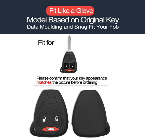 2pcs Compatible with Dodge Caliber Charger Dakota Durango Magnum Ram 1500 2500 3500 Key Fob Cover Case Key Chain Protector Keyless Remote Holder...