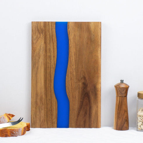 Large Acacia Wood Cutting Board with Epoxy Resin for Kitchen and Mini bar, 13.7 * 9 inch, Charcuterie Board Wood Paddle, Reversible Board for Meat...