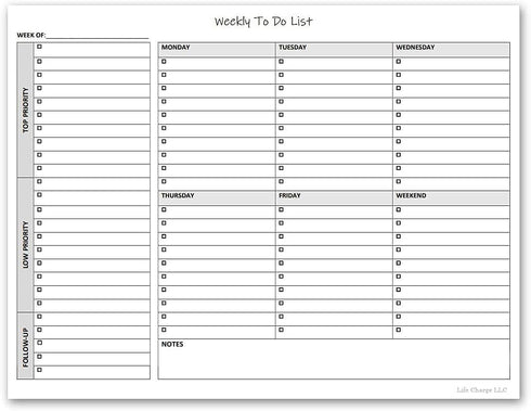 Weekly To Do List Notepad, 60 Page Task Planning Pad w/Daily Checklist, Priority Todo Checkbox & Notes. Desk Notebook to Organize Office 11 X 8.5...