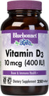 Bluebonnet Nutrition Vitamin D3 400 IU Softgels, Aids in Muscle and Skeletal Growth, Cholecalciferol from Fish Oil, Non GMO, Gluten Free, Soy Free...