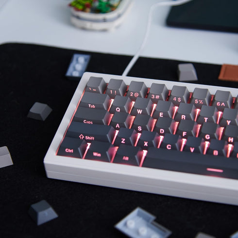 Grey Gradient Keycaps, Pbt Doubleshot Cherry Profile Keycaps, Side Printed Keycaps, Backlit Shine Through Keycaps,136 Keys Keycap Set for Mechanic...