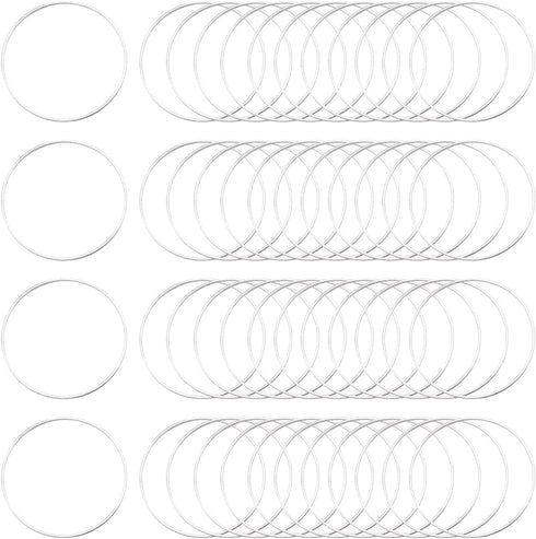 50Pcs 50mm Round Beading Hoops Beaded Earring Making Hoops Silver Ear Brass Link Hollow Frame Circle Rings for DIY Jewelry Making Earring Bulk Key...