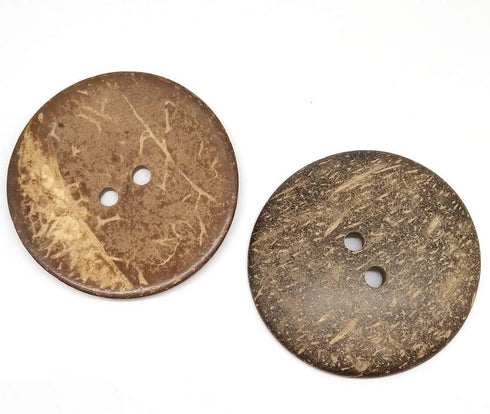 YICBOR 30pcs 50mm 2-Hole Big Natural Coconut Buttons Round Sewing Brown Overcoat Buttons...